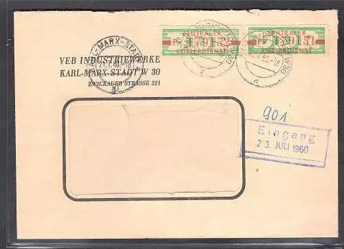 DDR. ZKD-Brief mit  MeF. Mi.-Nr. 30 II P