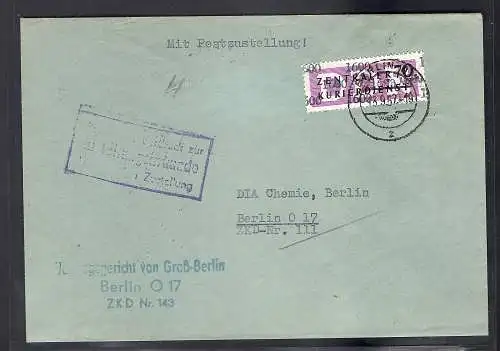 DDR.ZKD-Brief, EF. Mi.-Nr. Dienst 13/1600