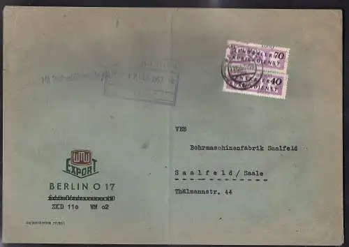 DDR.ZKD-Brief, MiF. Mi.-Nr. Dienst 12+13/1600, sign. Engel.