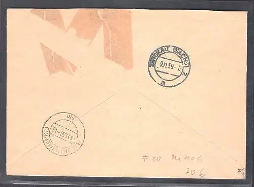 DDR. ZKD-Brief mit  MeF. Mi.-Nr. 20 O