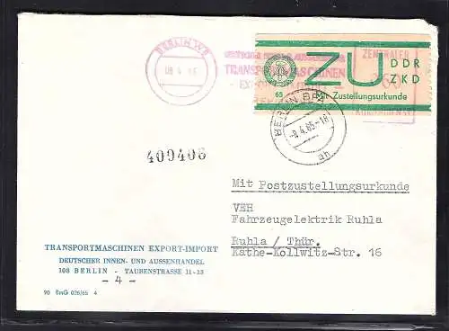 DDR.ZKD-Brief, EF. Mi.-Nr. E 1/ZU. mit AFS.