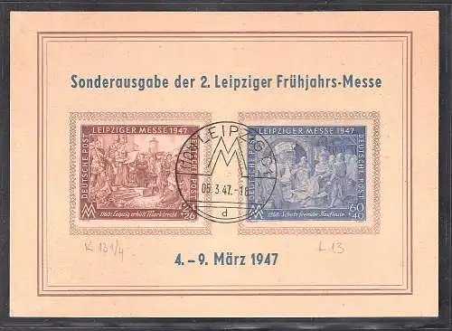 Ereigniskarte Leipziger Messe 1947 mit Mi.-Nr. 941-942. 