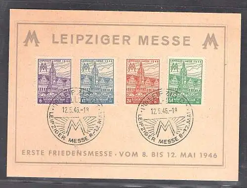 SBZ. Ereigniskarte Leipziger Messe 1946 mit Mi.-Nr. 162 - 165