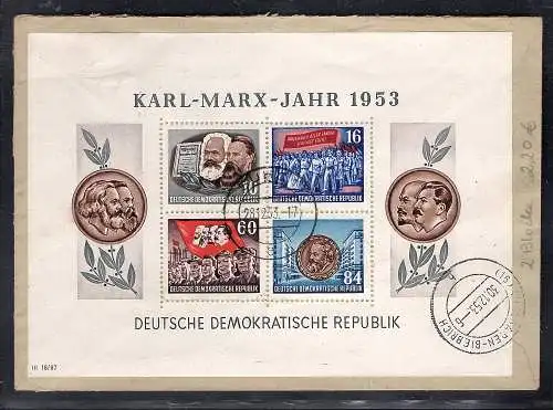 DDR. Mi.-Nr.  Block   9 A auf R.-Brief gelaufen mit Ak.-St.