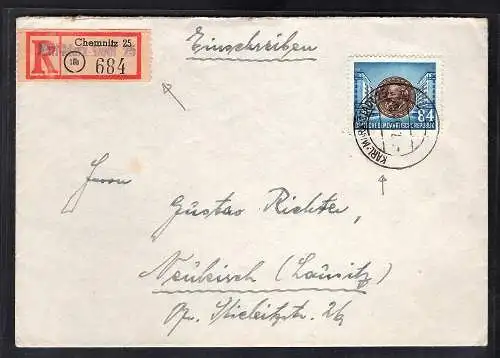DDR.  Mi.-Nr.  353 EF. auf R.-brief von Chemniz/Karl-Marx-Stadt.
