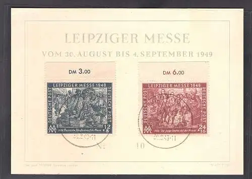 SBZ. Ereigniskarte Leipziger Messe 1949 mit Mi.-Nr. 240-241/FDC.
