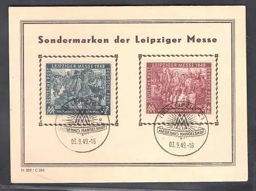 SBZ. Ereigniskarte Leipziger Messe 1949 mit Mi.-Nr. 240-241.
