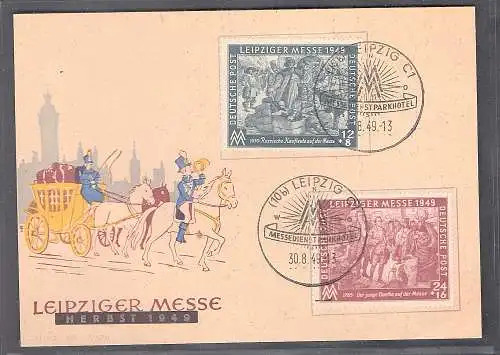 SBZ. Ereigniskarte Leipziger Messe 1949 mit Mi.-Nr. 240-241/FDC.