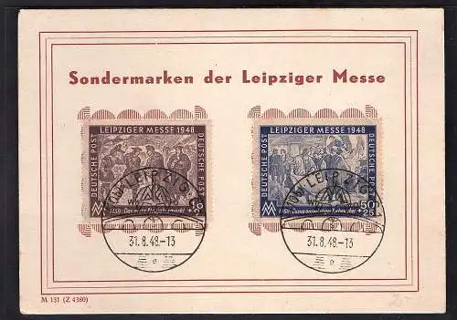 SBZ. Ereigniskarte Leipziger Messe 1948 mit Mi.-Nr.198-199
