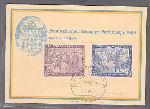 SBZ. Ereigniskarte Leipziger Messe 1948 mit Mi.-Nr. 198-199