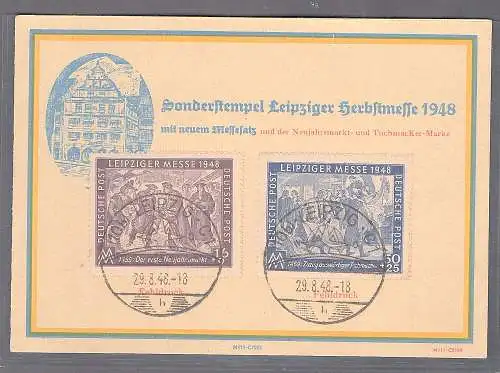 SBZ. Ereigniskarte Leipziger Messe 1948 mit Mi.-Nr. 198-199