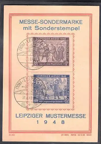 SBZ. Ereigniskarte Leipziger Messe 1948 mit Mi.-Nr. 198-199