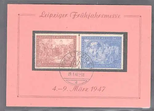SBZ. Ereigniskarte Leipziger Messe 1947 mit Mi.-Nr. 941-942