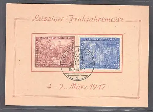 SBZ. Ereigniskarte Leipziger Messe 1947 mit Mi.-Nr. 941-942