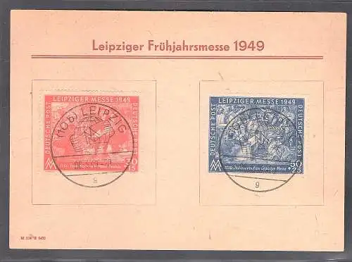 SBZ. Ereigniskarte Leipziger Messe 1949 mit Mi.-Nr. 230-231