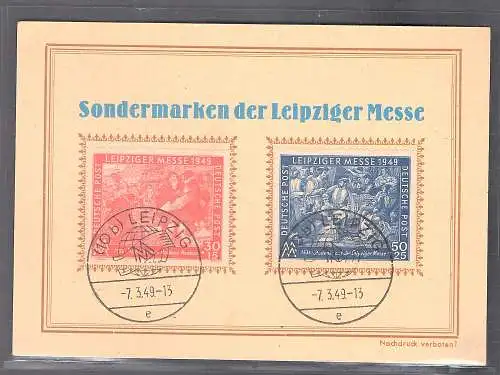 SBZ. Ereigniskarte Leipziger Messe 1949 mit Mi.-Nr. 230-231