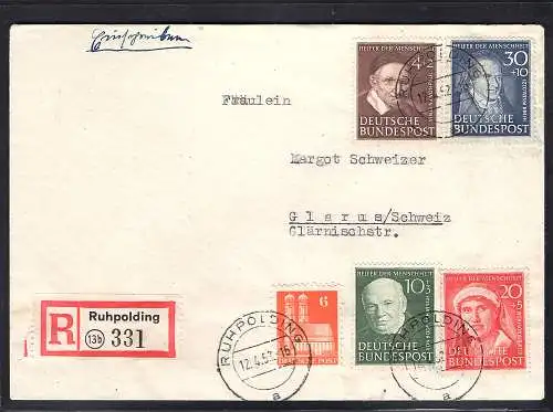 Bund R-Ausland-Satzbrief mit Mi.-Nr. 143-146, portorichtig mit Ak-St.