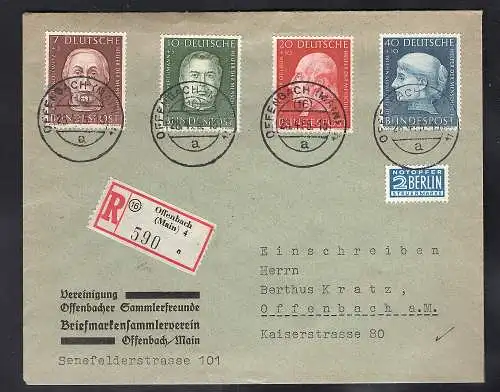 Bund R-Fern-Satzbrief mit Mi.-Nr. 200-203 mit Ak-St.