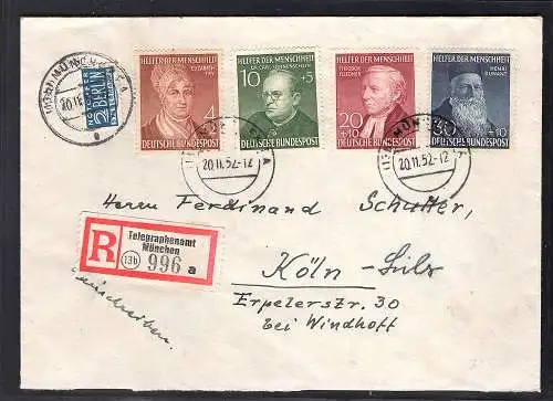 Bund R-Satzbrief mit Mi.-Nr. 156-159