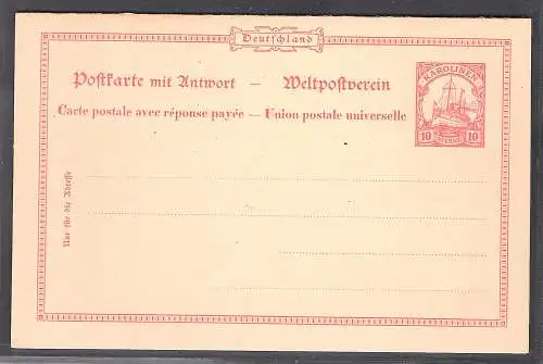 Dt. Kolonien Karolinen Ganzsache Mi.-Nr. P 10 Probedruck ungebraucht.