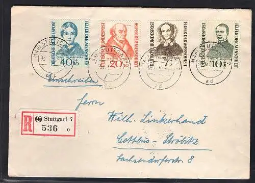 Bund R-Fern-Satzbrief mit Mi.-Nr. 222-225