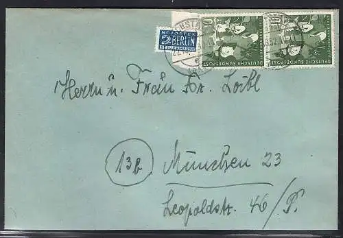 Bund. MeF. Mi.-Nr. 153 auf Fernbrief, portorichtig.