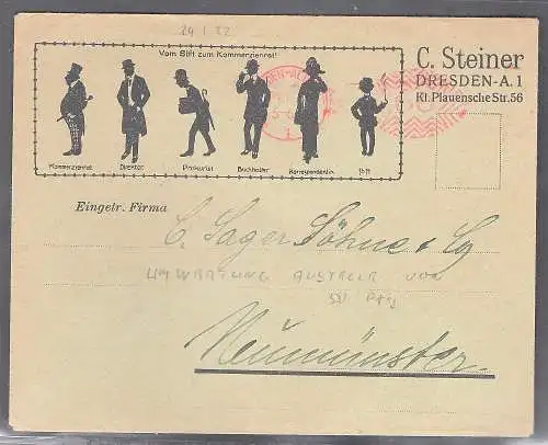 DR. Reklamebrief, C. Steiner Dresden mit AFS.