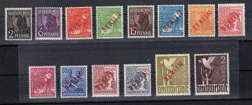 Berlin 1949, Rot Aufdruck Berlin, Mi.-Nr. 21-34, postfrisch, FA EliadesBPP.
