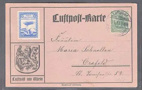 DR. Halbamtliche Flugmarken Mi.-Nr.  9 auf Luftpostkarte gelaufen.