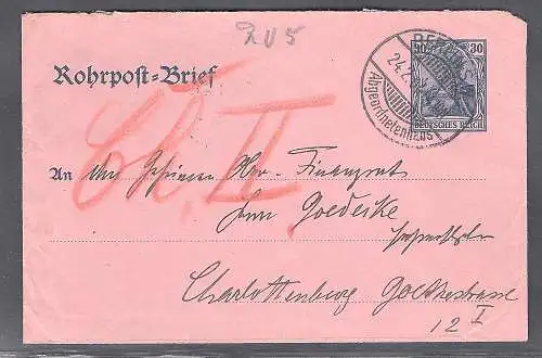 DR. Rohrpost Ganzsache aus Berlin Abgeordnetenhaus gelaufen.