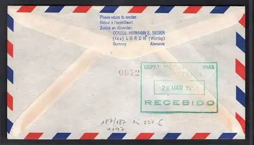Bund , Luftpost-Ausland-Brief mir MiF. Mi.-Nr. 187/187 u.a., mit AK-St.