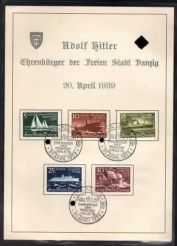 Danzig, Gedenkblatt mit Mi.-Nr. 284-288