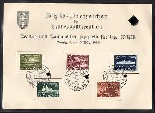 Danzig, Gedenkblatt mit Mi.-Nr. 284-288