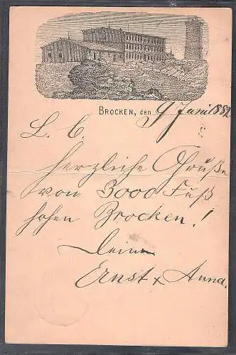 DR., Privatganzsache PP6-F29/01 Brocken von 1882 gelaufen