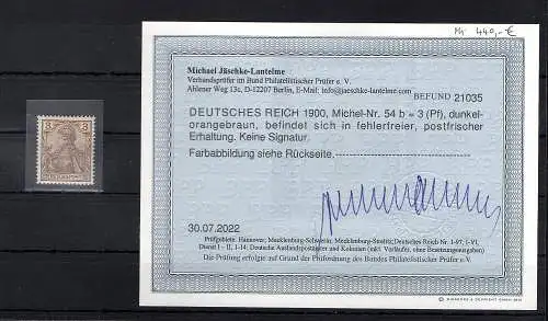 DR. 1900 Mi.-Nr. 54 b postfrisch, Befund Jäschke-L.