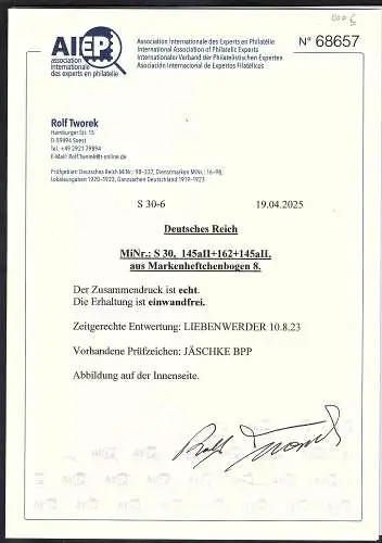 DR., Zusammendruck Mi.-Nr. 30 gestempelt, FA. Tworek.