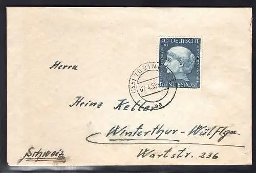 Bund. EF. Mi.-Nr. 203 auf Auslandbrief, portorichtig, sign. SchlegelBPP.