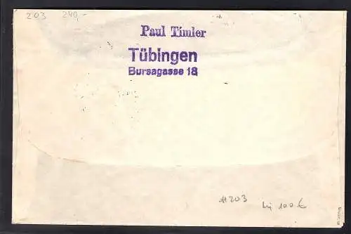 Bund. EF. Mi.-Nr. 203 auf Auslandbrief, portorichtig, sign. SchlegelBPP.