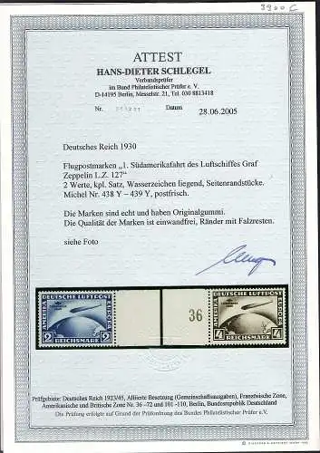 DR. Südamerikafahrt, Mi.-Nr. 438 Y - 439 Y postfrisch, FA. SchlegelBPP.