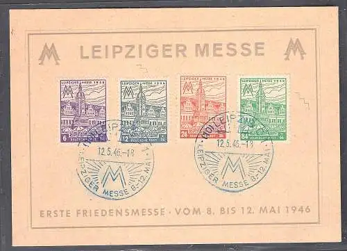 SBZ. Ereigniskarte Leipziger Messe 1946 mit Mi.-Nr. 162 - 165