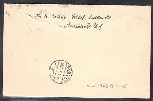 DR. Mi.-Nr. 425-429  auf R-Fern-Satzbrief  mit Ak-St.