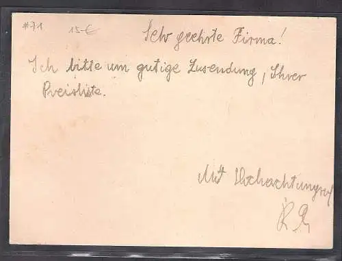 GG., Fernkarte mit  Me.F. Mi.-Nr. 71