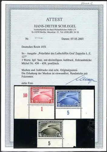 DR. Polarfahrt, Mi.-Nr. 456-458 postfrisch, FA. SchlegelBPP.