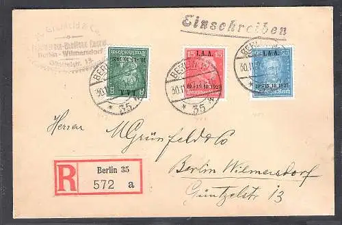 DR. Mi.-Nr. 407-409 auf R-Ortsbrief mit Ak.-St.