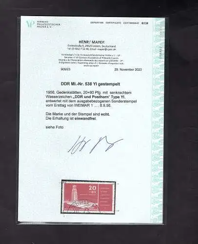 DDR. Mi.-Nr. 538 YI gestempelt, FA. Mayer