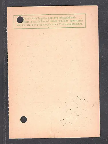 Rohrpost München, Lastschriftzettel