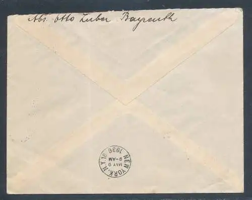 Zeppelin-Brief Nordamerikafahrt  mit  DR. Mi.-Nr. 606-607 Eckrandstücke.