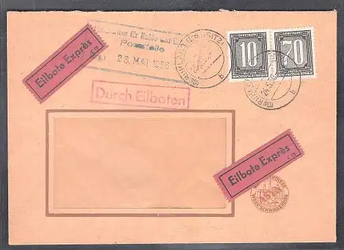 DDR. ZKD-Brief Verwaltungspost A Mi.-Nr. 2+5 als Eilbotebrief gelaufen.