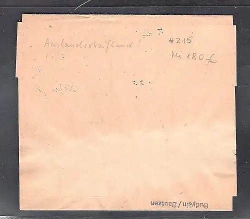 SBZ., Köpfe I Mi.-Nr. 215 EF. auf Auslandsstreifband/Drucksache.