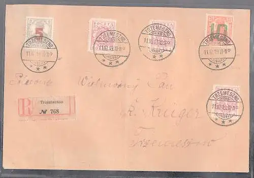 Polen Mi.-Nr. 135 + 136 ua. auf R-Fernbrief gelaufen, FA. Petriuk.